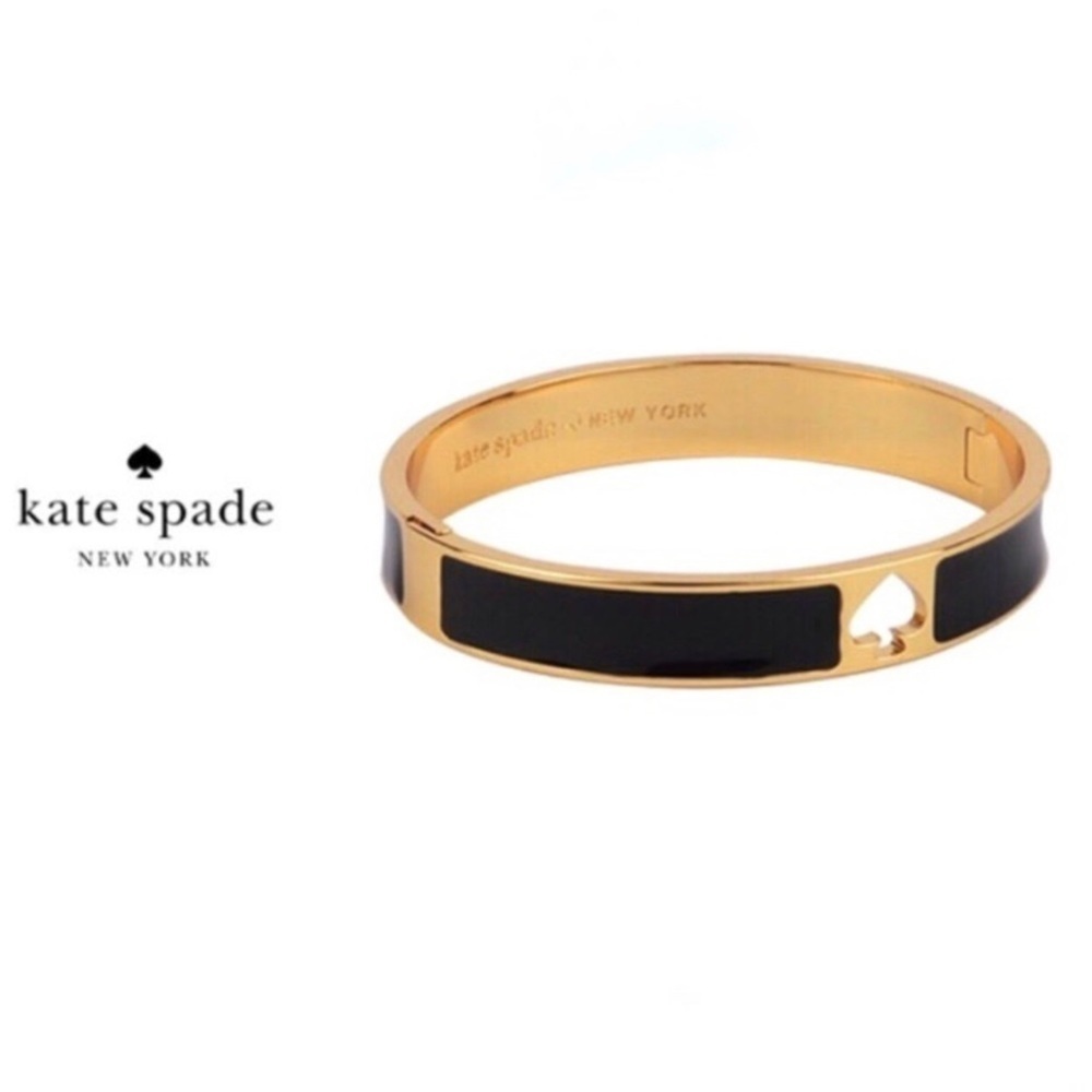 Kate Spade ♠️ Hole Punch Hinge Bangle Black/Gold New eith Pink Dust Bag